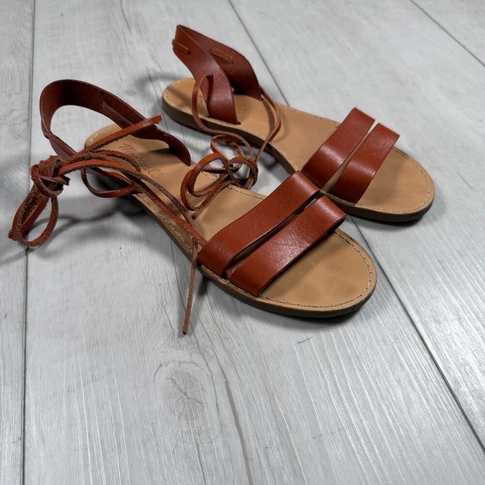 Madewell Women's 7.5 The Boardwalk Ankle-Tie leather Sandal Boho Minimalist
